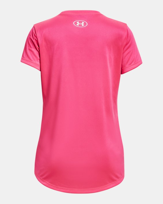 Girls' UA Tech™ Box Logo Short Sleeve, Pink, pdpMainDesktop image number 1